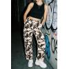 imageCicy Bell Womens Leopard Barrel Jeans High Waisted Drawstring Cropped Wide Leg Cheetah Print Denim Pants with PocketsBeige