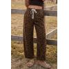 imageCicy Bell Womens Leopard Barrel Jeans High Waisted Drawstring Cropped Wide Leg Cheetah Print Denim Pants with PocketsBrown