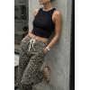 imageCicy Bell Womens Leopard Barrel Jeans High Waisted Drawstring Cropped Wide Leg Cheetah Print Denim Pants with PocketsBrown Leopard