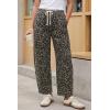 imageCicy Bell Womens Leopard Barrel Jeans High Waisted Drawstring Cropped Wide Leg Cheetah Print Denim Pants with PocketsBrown Leopard