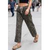 imageCicy Bell Womens Leopard Barrel Jeans High Waisted Drawstring Cropped Wide Leg Cheetah Print Denim Pants with PocketsBrown Leopard