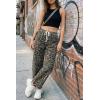 imageCicy Bell Womens Leopard Barrel Jeans High Waisted Drawstring Cropped Wide Leg Cheetah Print Denim Pants with PocketsBrown Leopard
