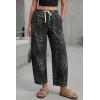 imageCicy Bell Womens Leopard Barrel Jeans High Waisted Drawstring Cropped Wide Leg Cheetah Print Denim Pants with PocketsGrey