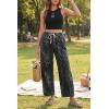 imageCicy Bell Womens Leopard Barrel Jeans High Waisted Drawstring Cropped Wide Leg Cheetah Print Denim Pants with PocketsGrey