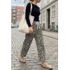 imageCicy Bell Womens Leopard Barrel Jeans High Waisted Drawstring Cropped Wide Leg Cheetah Print Denim Pants with PocketsLeopard