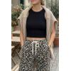 imageCicy Bell Womens Leopard Barrel Jeans High Waisted Drawstring Cropped Wide Leg Cheetah Print Denim Pants with PocketsLeopard