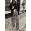 imageCicy Bell Womens Leopard Barrel Jeans High Waisted Drawstring Cropped Wide Leg Cheetah Print Denim Pants with PocketsLeopard