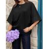 imageCicy Bell Womens Oversized Half Sleeve TShirts Summer Casual Crew Neck Tshirt Loose Fit Side Slit Tee TopsBlack