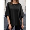 imageCicy Bell Womens Oversized Half Sleeve TShirts Summer Casual Crew Neck Tshirt Loose Fit Side Slit Tee TopsBlack