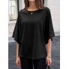 imageCicy Bell Womens Oversized Half Sleeve TShirts Summer Casual Crew Neck Tshirt Loose Fit Side Slit Tee TopsBlack