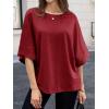 imageCicy Bell Womens Oversized Half Sleeve TShirts Summer Casual Crew Neck Tshirt Loose Fit Side Slit Tee TopsBurgundy