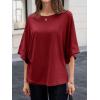 imageCicy Bell Womens Oversized Half Sleeve TShirts Summer Casual Crew Neck Tshirt Loose Fit Side Slit Tee TopsBurgundy