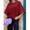 imageCicy Bell Womens Oversized Half Sleeve TShirts Summer Casual Crew Neck Tshirt Loose Fit Side Slit Tee TopsBurgundy