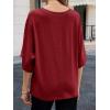 imageCicy Bell Womens Oversized Half Sleeve TShirts Summer Casual Crew Neck Tshirt Loose Fit Side Slit Tee TopsBurgundy