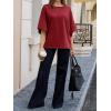 imageCicy Bell Womens Oversized Half Sleeve TShirts Summer Casual Crew Neck Tshirt Loose Fit Side Slit Tee TopsBurgundy