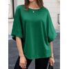 imageCicy Bell Womens Oversized Half Sleeve TShirts Summer Casual Crew Neck Tshirt Loose Fit Side Slit Tee TopsDeep Green