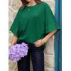 imageCicy Bell Womens Oversized Half Sleeve TShirts Summer Casual Crew Neck Tshirt Loose Fit Side Slit Tee TopsDeep Green