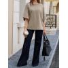imageCicy Bell Womens Oversized Half Sleeve TShirts Summer Casual Crew Neck Tshirt Loose Fit Side Slit Tee TopsKhaki