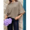 imageCicy Bell Womens Oversized Half Sleeve TShirts Summer Casual Crew Neck Tshirt Loose Fit Side Slit Tee TopsKhaki