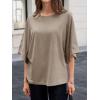 imageCicy Bell Womens Oversized Half Sleeve TShirts Summer Casual Crew Neck Tshirt Loose Fit Side Slit Tee TopsKhaki