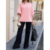 imageCicy Bell Womens Oversized Half Sleeve TShirts Summer Casual Crew Neck Tshirt Loose Fit Side Slit Tee TopsPink