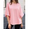 imageCicy Bell Womens Oversized Half Sleeve TShirts Summer Casual Crew Neck Tshirt Loose Fit Side Slit Tee TopsPink