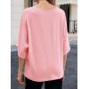 imageCicy Bell Womens Oversized Half Sleeve TShirts Summer Casual Crew Neck Tshirt Loose Fit Side Slit Tee TopsPink