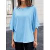 imageCicy Bell Womens Oversized Half Sleeve TShirts Summer Casual Crew Neck Tshirt Loose Fit Side Slit Tee TopsSky Blue