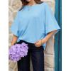 imageCicy Bell Womens Oversized Half Sleeve TShirts Summer Casual Crew Neck Tshirt Loose Fit Side Slit Tee TopsSky Blue