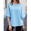 imageCicy Bell Womens Oversized Half Sleeve TShirts Summer Casual Crew Neck Tshirt Loose Fit Side Slit Tee TopsSky Blue
