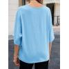 imageCicy Bell Womens Oversized Half Sleeve TShirts Summer Casual Crew Neck Tshirt Loose Fit Side Slit Tee TopsSky Blue