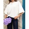 imageCicy Bell Womens Oversized Half Sleeve TShirts Summer Casual Crew Neck Tshirt Loose Fit Side Slit Tee TopsWhite