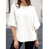 imageCicy Bell Womens Oversized Half Sleeve TShirts Summer Casual Crew Neck Tshirt Loose Fit Side Slit Tee TopsWhite