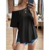 imageCicy Bell Womens Oversized TShirts Short Sleeve Summer Casual One Shoulder Tops Side Split Loose Fit TeesBlack