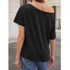 imageCicy Bell Womens Oversized TShirts Short Sleeve Summer Casual One Shoulder Tops Side Split Loose Fit TeesBlack