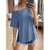 imageCicy Bell Womens Oversized TShirts Short Sleeve Summer Casual One Shoulder Tops Side Split Loose Fit TeesBluish Gray