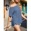imageCicy Bell Womens Oversized TShirts Short Sleeve Summer Casual One Shoulder Tops Side Split Loose Fit TeesBluish Gray