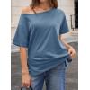 imageCicy Bell Womens Oversized TShirts Short Sleeve Summer Casual One Shoulder Tops Side Split Loose Fit TeesBluish Gray