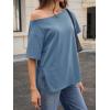 imageCicy Bell Womens Oversized TShirts Short Sleeve Summer Casual One Shoulder Tops Side Split Loose Fit TeesBluish Gray