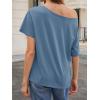imageCicy Bell Womens Oversized TShirts Short Sleeve Summer Casual One Shoulder Tops Side Split Loose Fit TeesBluish Gray