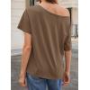 imageCicy Bell Womens Oversized TShirts Short Sleeve Summer Casual One Shoulder Tops Side Split Loose Fit TeesBrown