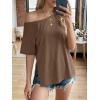 imageCicy Bell Womens Oversized TShirts Short Sleeve Summer Casual One Shoulder Tops Side Split Loose Fit TeesBrown