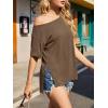 imageCicy Bell Womens Oversized TShirts Short Sleeve Summer Casual One Shoulder Tops Side Split Loose Fit TeesBrown