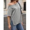 imageCicy Bell Womens Oversized TShirts Short Sleeve Summer Casual One Shoulder Tops Side Split Loose Fit TeesGray
