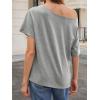 imageCicy Bell Womens Oversized TShirts Short Sleeve Summer Casual One Shoulder Tops Side Split Loose Fit TeesGray
