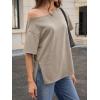 imageCicy Bell Womens Oversized TShirts Short Sleeve Summer Casual One Shoulder Tops Side Split Loose Fit TeesKhaki