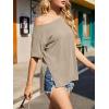 imageCicy Bell Womens Oversized TShirts Short Sleeve Summer Casual One Shoulder Tops Side Split Loose Fit TeesKhaki