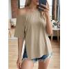 imageCicy Bell Womens Oversized TShirts Short Sleeve Summer Casual One Shoulder Tops Side Split Loose Fit TeesKhaki