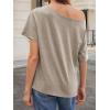 imageCicy Bell Womens Oversized TShirts Short Sleeve Summer Casual One Shoulder Tops Side Split Loose Fit TeesKhaki