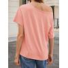 imageCicy Bell Womens Oversized TShirts Short Sleeve Summer Casual One Shoulder Tops Side Split Loose Fit TeesPink